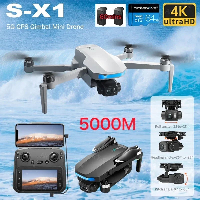 Drone X1 Rc - โดรนขนาดเล็ก S-X1 8K ระดับมืออาชีพ พร้อมกิมบอล 3