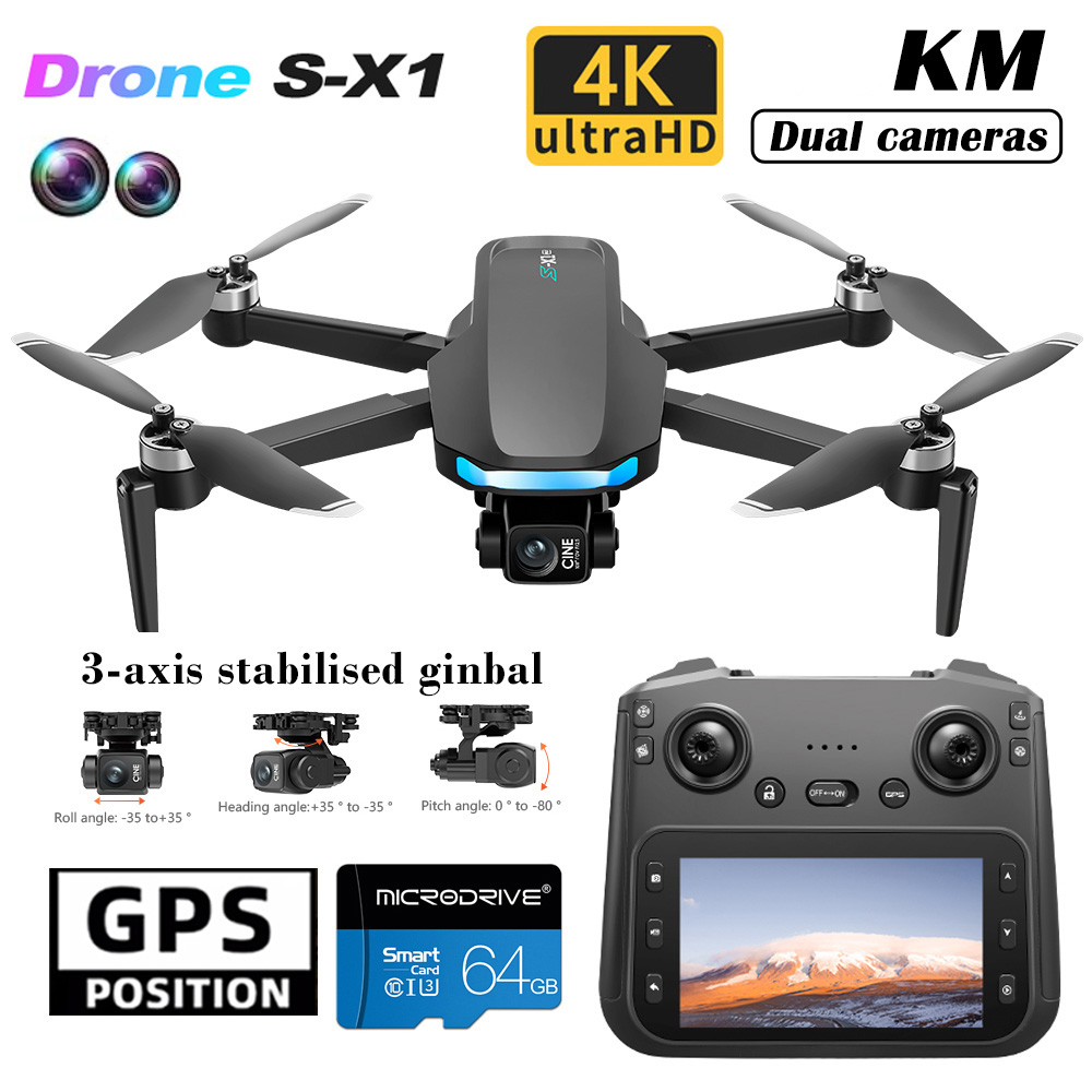 Drone X1 Rc - S-X1 ใหม่Droneหน้าจอ 3 แกนAnti-Shake Gimbal 4K
