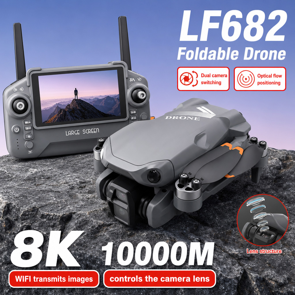 Drone Rc Fpv Pro - โดรนถ่ายภาพทางอากาศ LF682 8K HD กล้องคู่ GPS