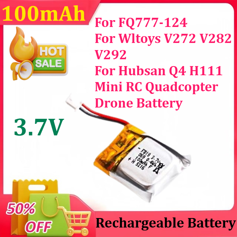 Drone Fq777 Rc Quadcopter - แบตเตอรี่ลิโพ 3.7V 100mAh สำหรับ FQ777-124 Wltoys