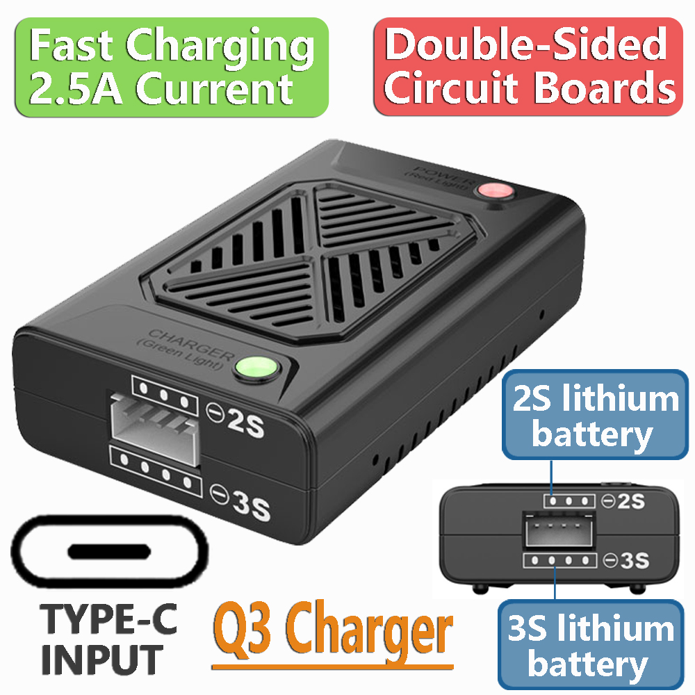 Drone Mjx Rc - Q3 เครื่องชาร์จขนาดกะทัดรัด 2S 3S แบตเตอรี่ลิเธียม 2.5A-3A
