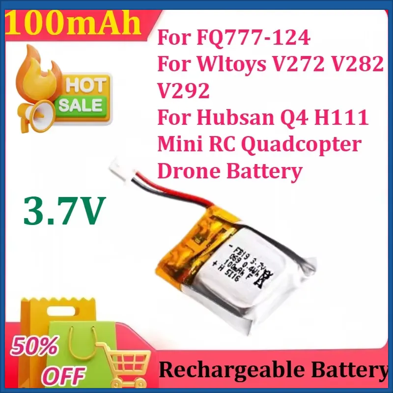 Drone Fq777 Rc Quadcopter - 3.7V 100mAh แบตเตอรี่ลิโพสำหรับ FQ777-124 Wltoys V272