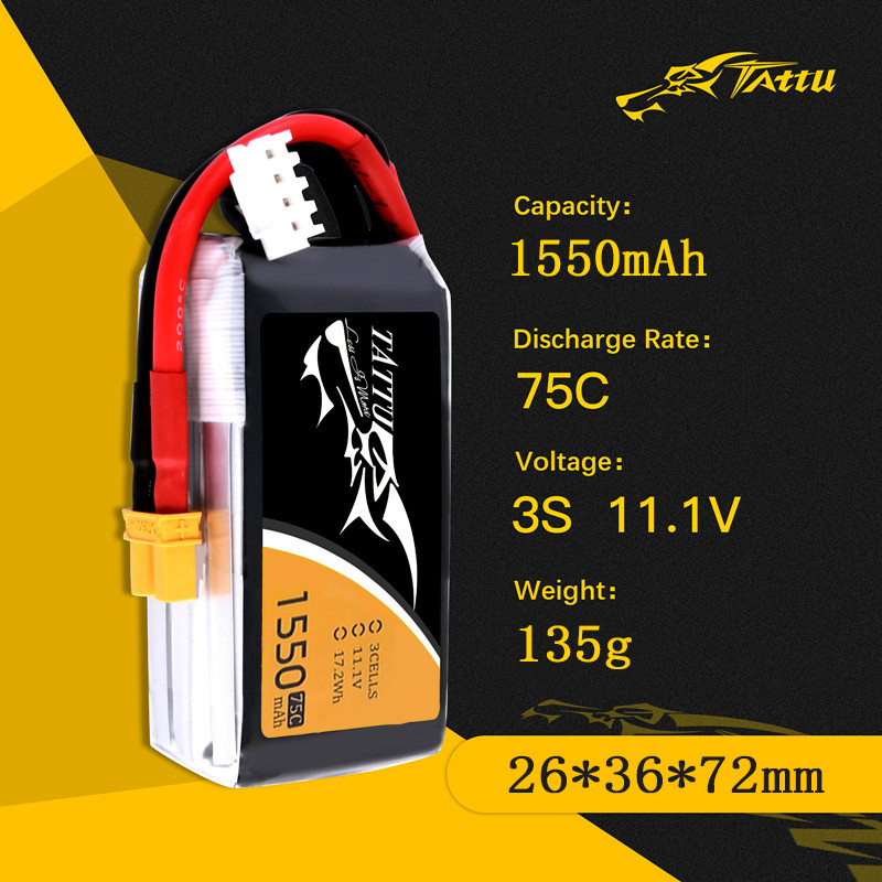 Tattu 3S 11.1V 1550mAh แบตเตอร - Drone Rc Link บทวิจารณ์และราคา